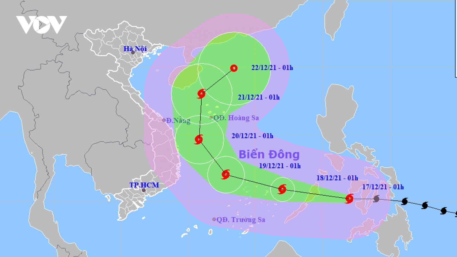 Bão RAI suy yếu dần khi đi vào Biển Đông