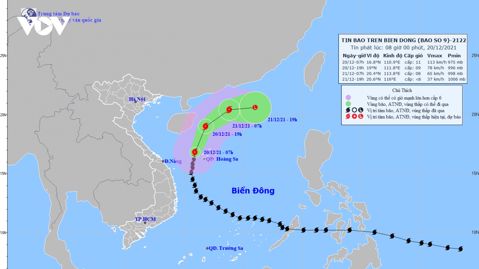 Bão số 9 giật cấp 13, ngay trên vùng biển phía Tây quần đảo Hoàng Sa