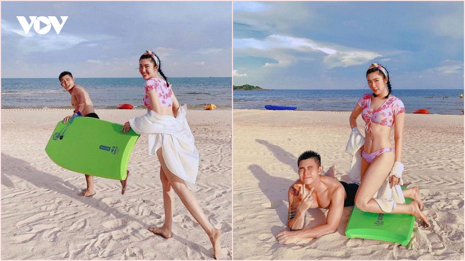 Chuyện showbiz: Thúy Ngân diện bikini, khoe dáng nóng bỏng bên Jun Phạm trên bãi biển