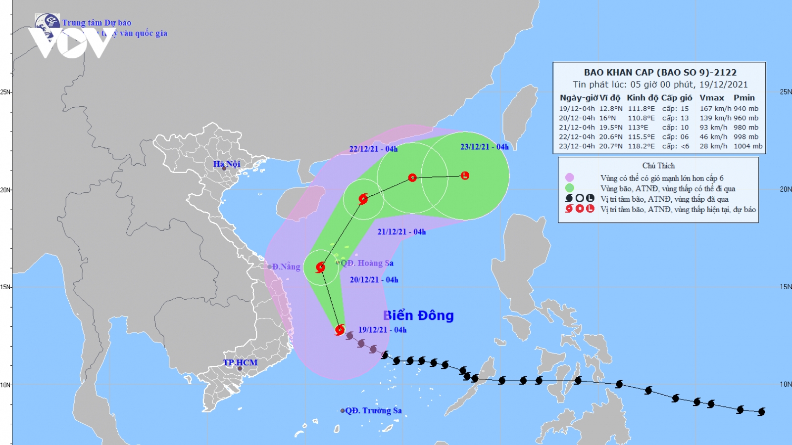 Bão số 9 giật trên cấp 17, cách khu vực Bình Định - Phú Yên khoảng 270km