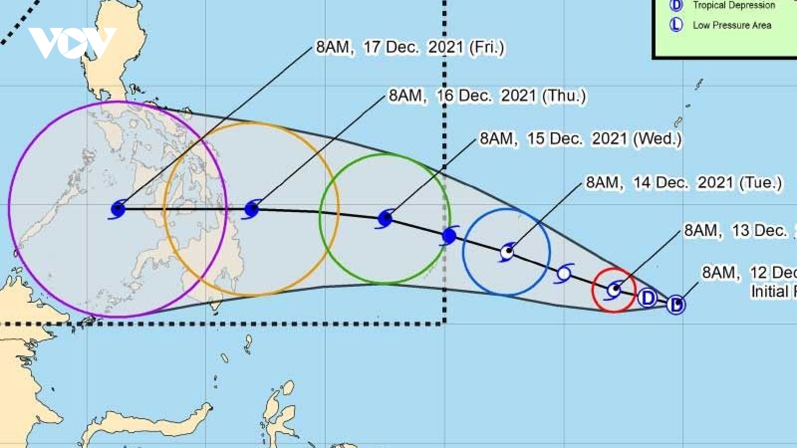 Áp thấp nhiệt đới đi vào Philippines, có thể trở thành bão số 9 trên Biển Đông