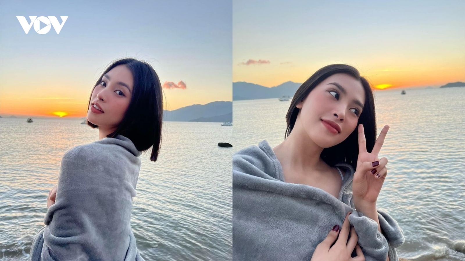Chuyện showbiz: Hoa hậu Tiểu Vy khoe nhan sắc kiều diễm dưới hoàng hôn