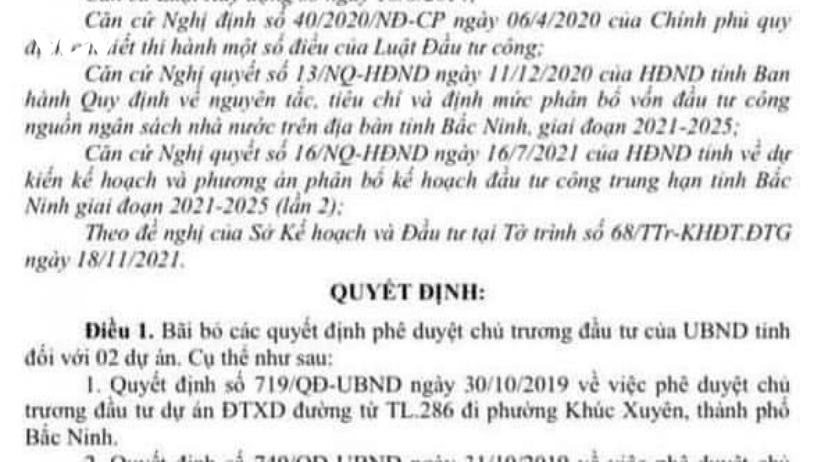Bắc Ninh gộp 2 dự án đầu tư xây dựng thành một dự án lớn
