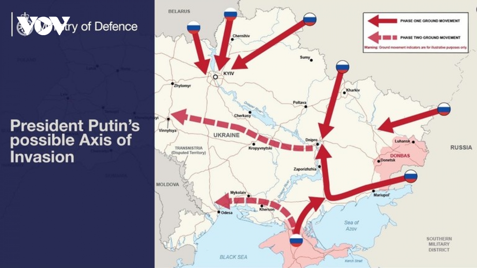 Anh chia sẻ bản đồ 7 mũi tấn công của Nga nhằm vào Ukraine