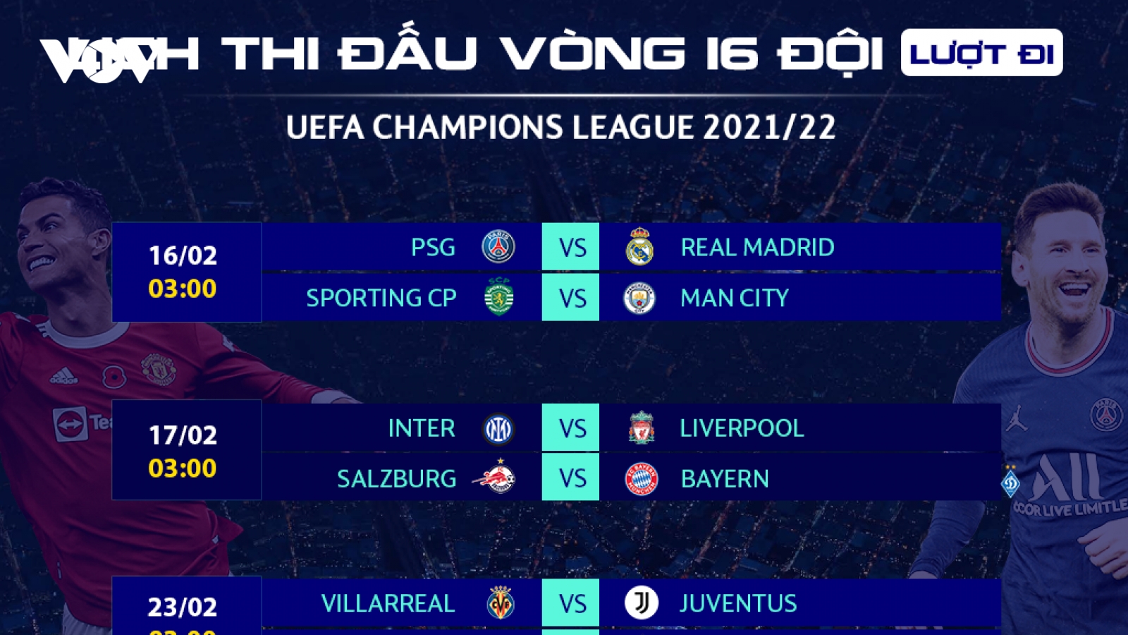 Lịch thi đấu vòng 1/8 Cúp C1 châu Âu: MU gặp thử thách lớn, PSG đại chiến Real Madrid