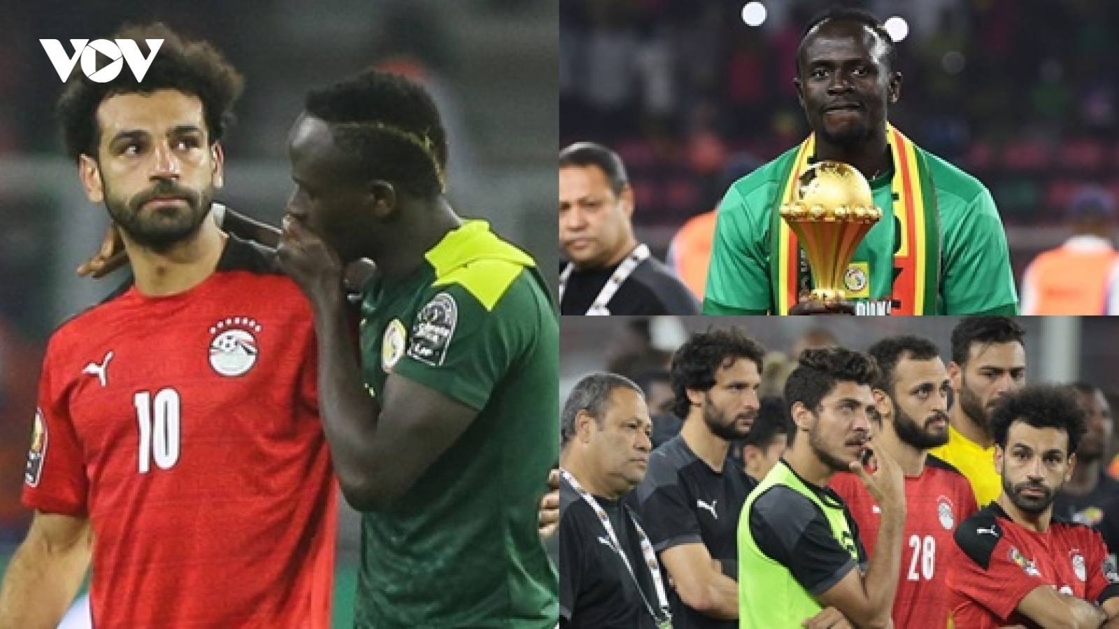 Sadio Mane an ủi Mohamed Salah khi giành chức vô địch AFCON 2021