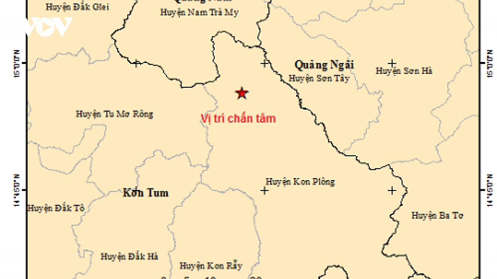 Kon Tum xảy ra động đất 3,3 độ