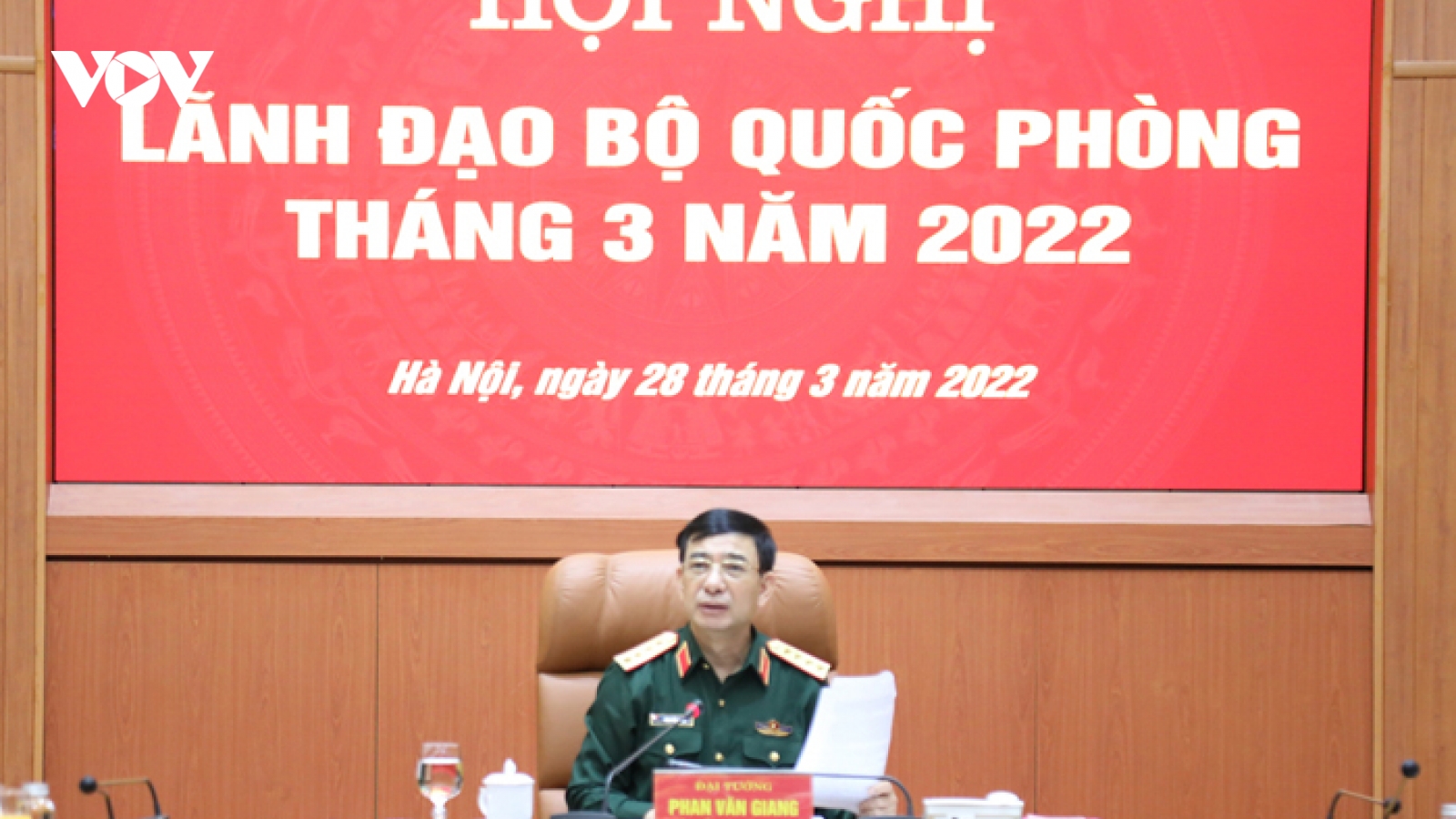 Đại tướng Phan Văn Giang chủ trì hội nghị lãnh đạo Bộ Quốc phòng tháng 3