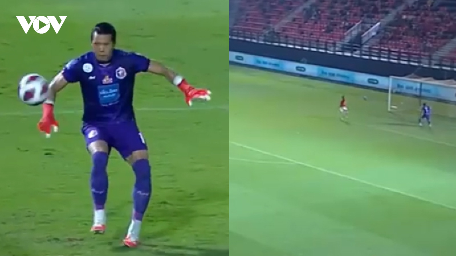Thủ môn ĐT Thái Lan đá phản lưới nhà không tưởng ở Thai League