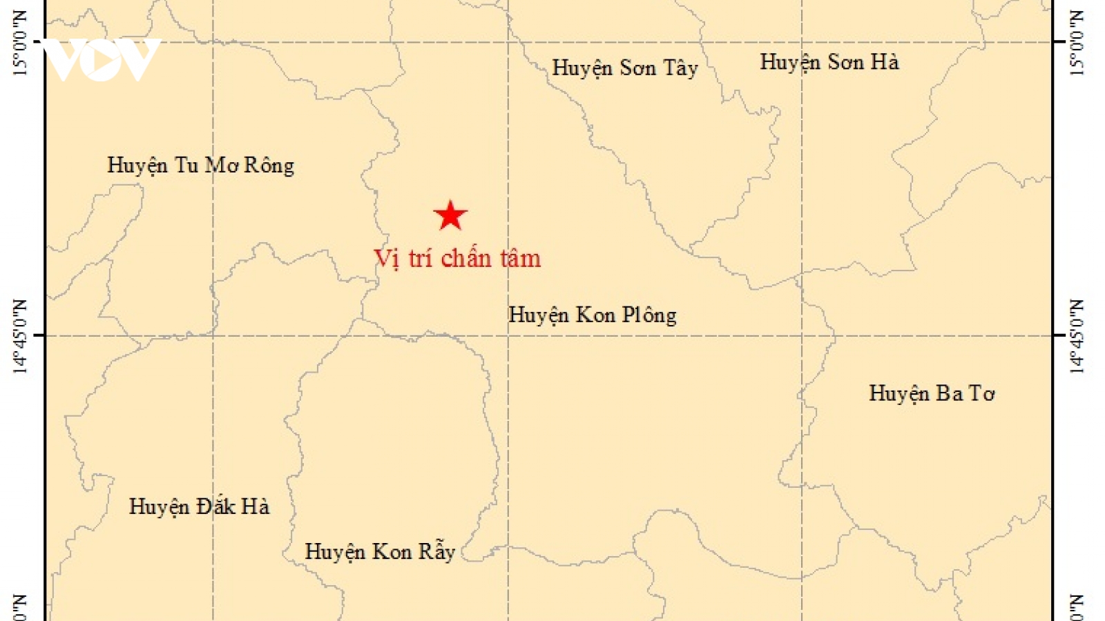 Kon Tum ghi nhận trận động đất thứ 2 trong ngày