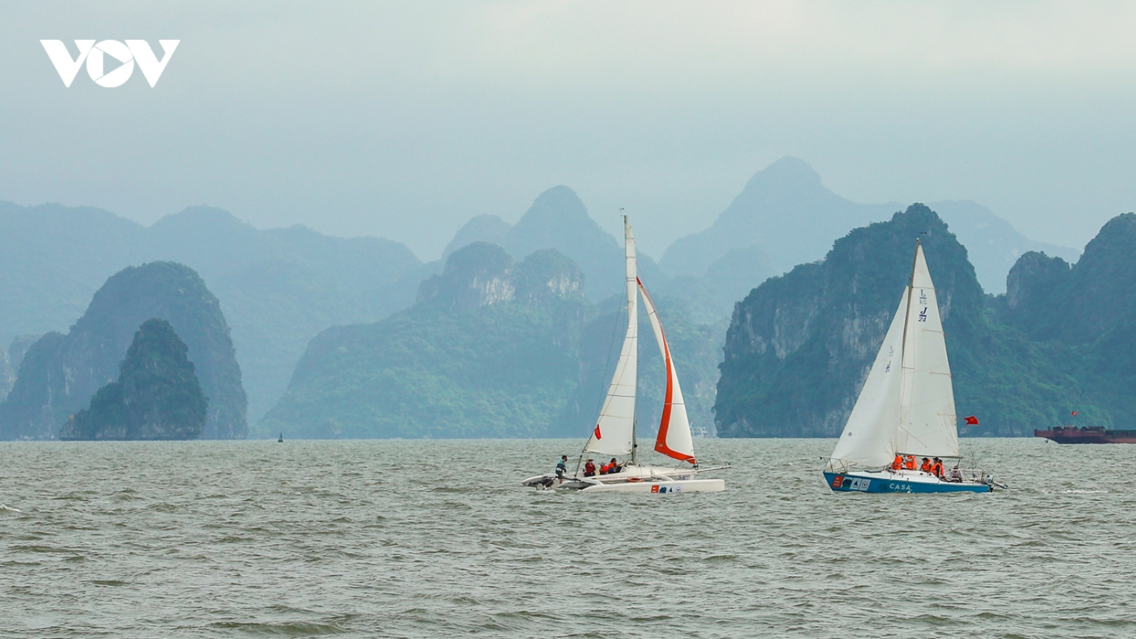 Diễu hành thuyền buồm trên vịnh Hạ Long hưởng ứng SEA Games 31