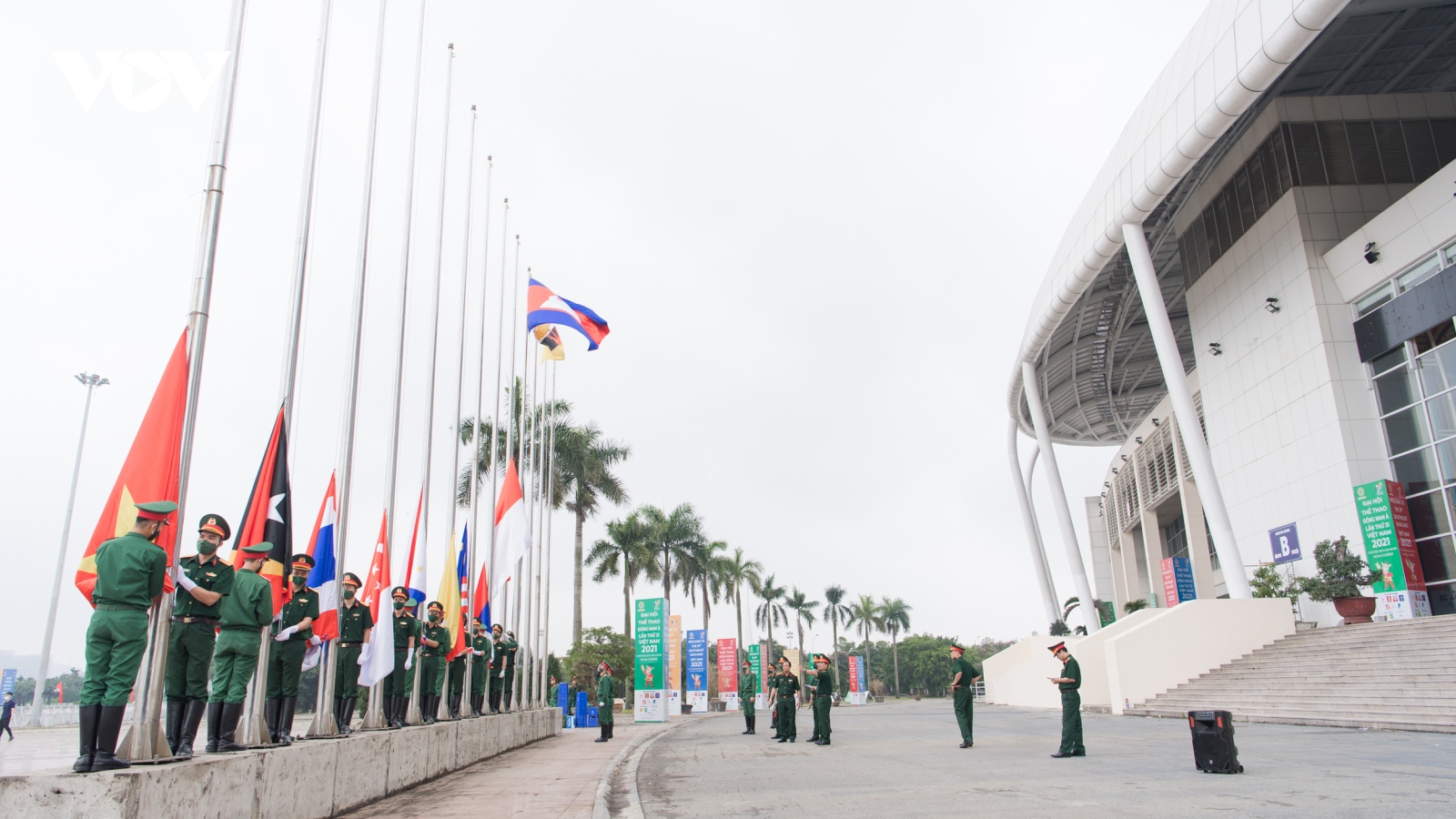 Hình ảnh tập dượt nghi lễ thượng cờ SEA Games 31