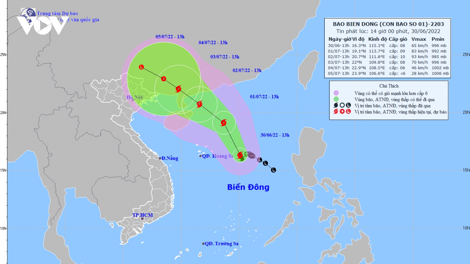 Bão số 1 giật cấp 10, cách quần đảo Hoàng Sa 370km