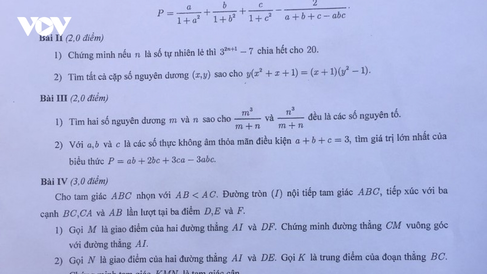Đề thi chuyên Toán vào lớp 10 của Sở GD-ĐT Hà Nội năm 2022