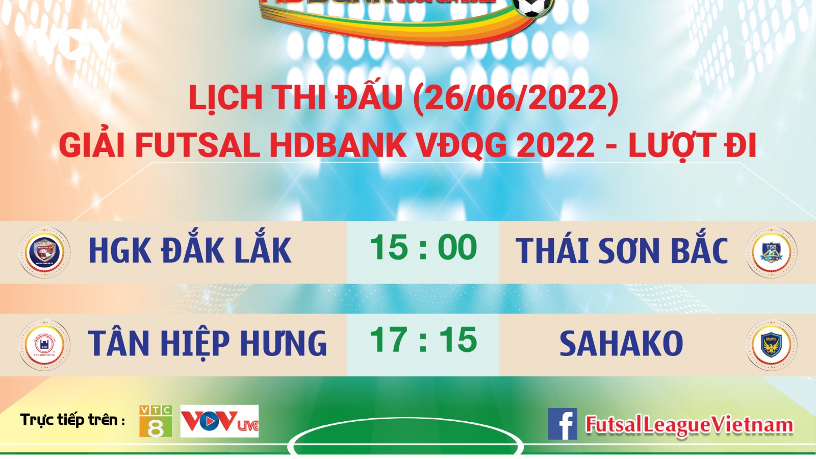 Lịch thi đấu giải Futsal HDBank VĐQG 2022 hôm nay 26/6