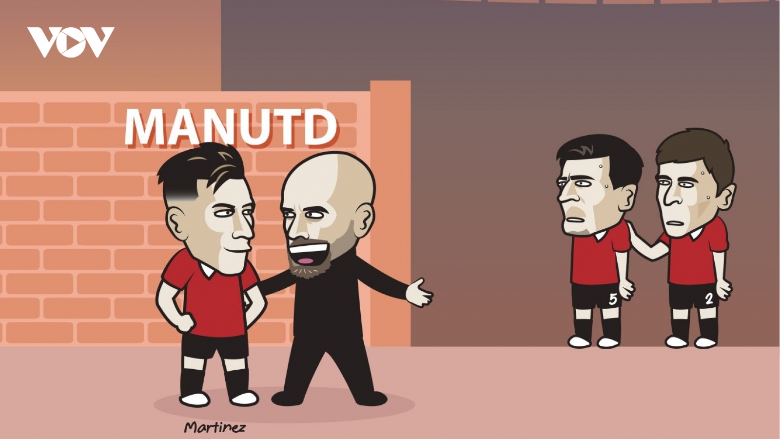 Biếm họa 24h: Harry Maguire hoảng hốt vì sự xuất hiện của Lisandro Martinez ở MU