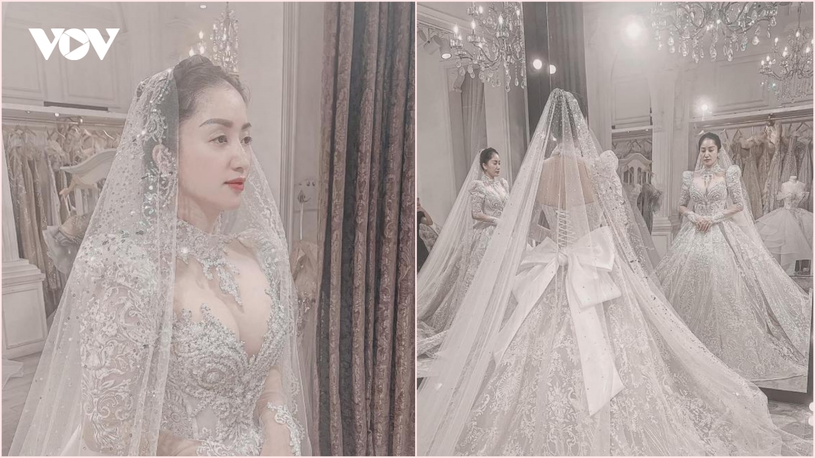 Chuyện showbiz: Khánh Thi đẹp kiêu sa với váy cưới theo phong cách hoàng gia