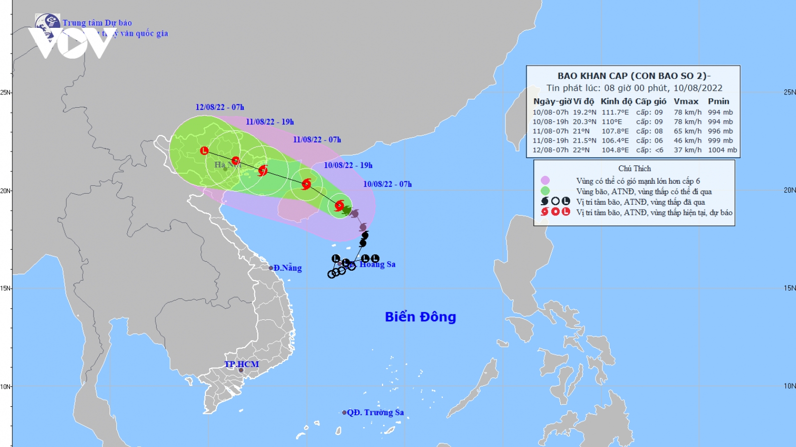 Bão số 2 cách Móng Cái khoảng 480km, gió giật cấp 11