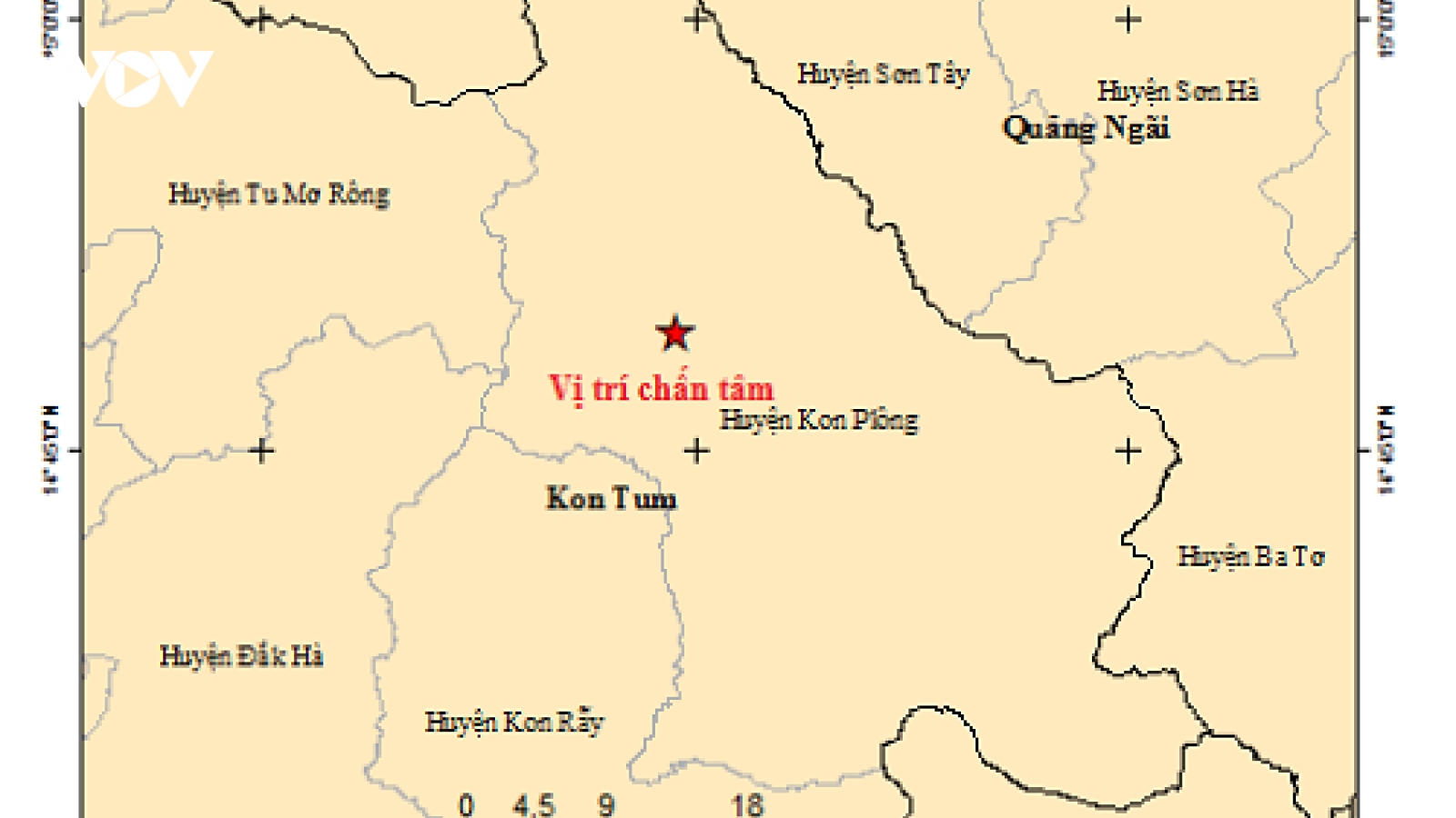 Động đất tiếp tục xảy ra ở huyện Kon Plong của Kon Tum