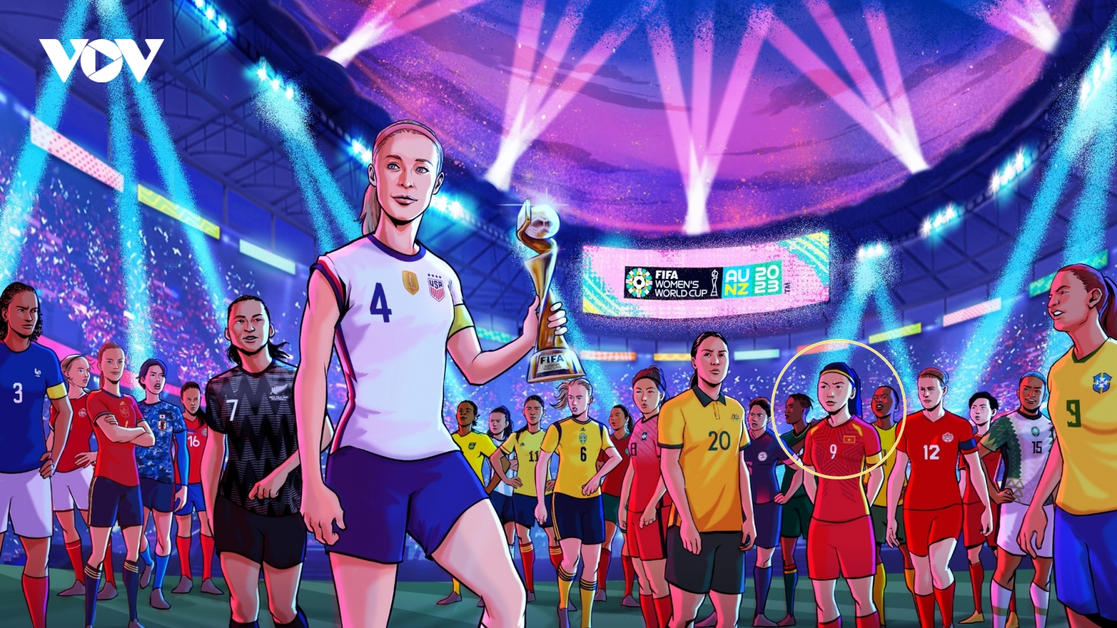 Huỳnh Như xuất hiện nổi bật trong poster "chất lừ" của World Cup nữ 2023