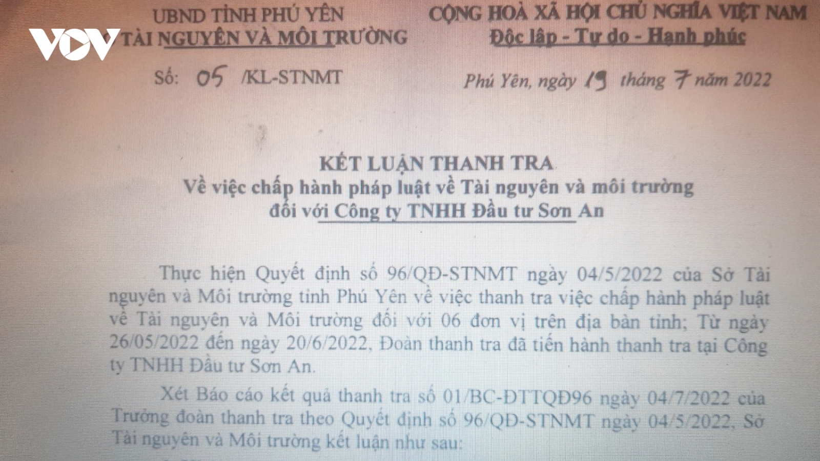 Phú Yên xử phạt 3 doanh nghiệp vi phạm luật về tài nguyên môi trường