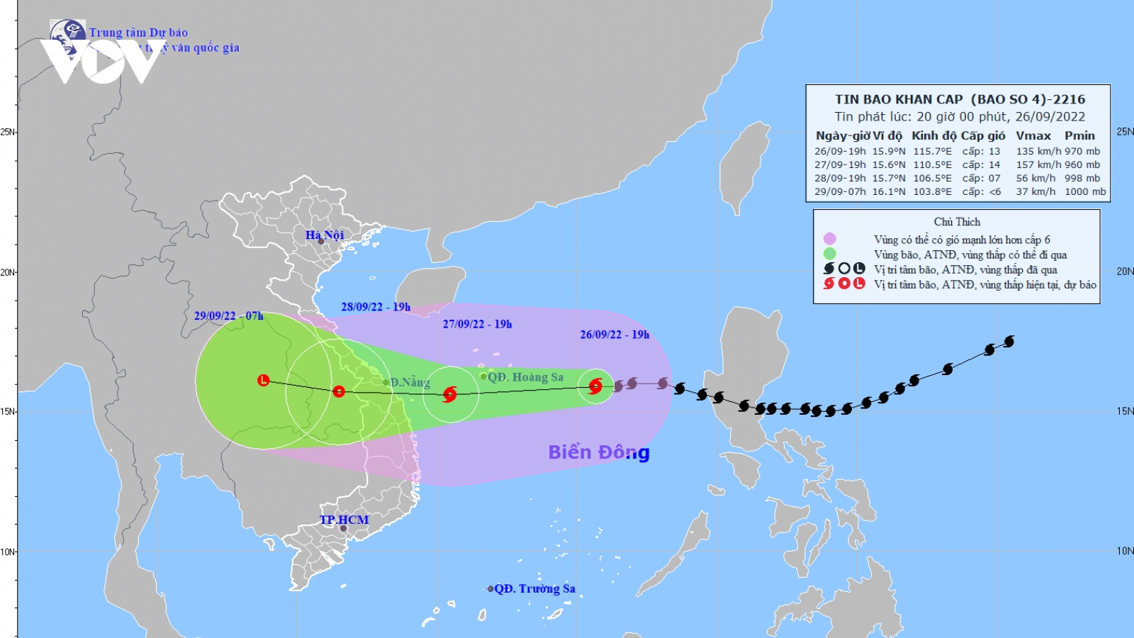 Bão số 4 giật cấp 15, cách quần đảo Hoàng Sa khoảng 440 km