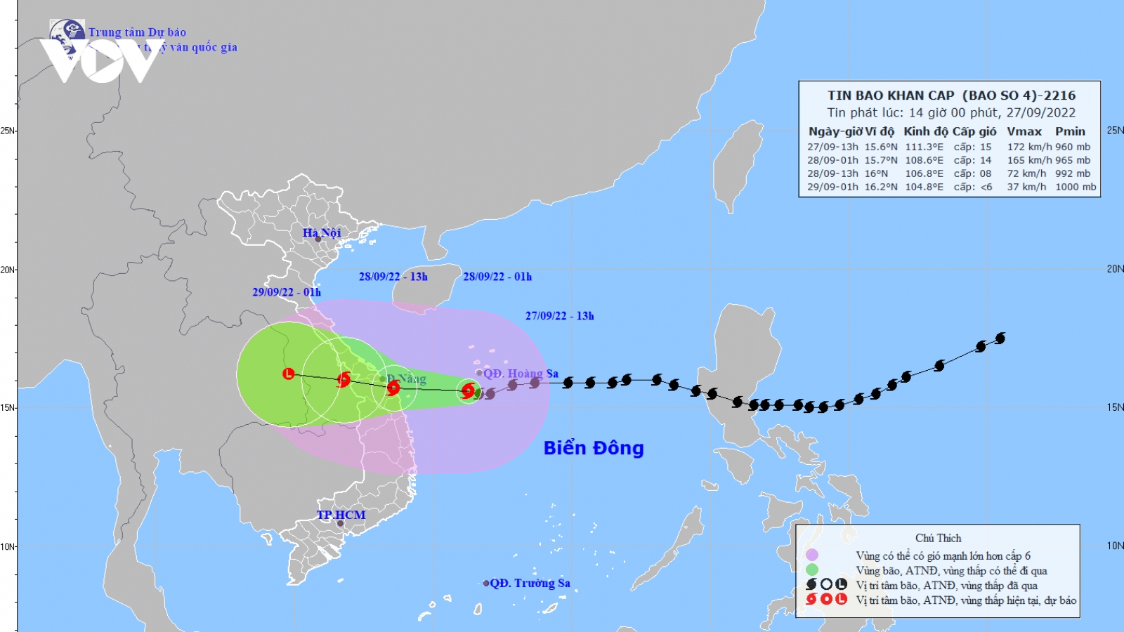 Bão số 4 cách Đà Nẵng-Quảng Ngãi khoảng 270km, giật trên cấp 17