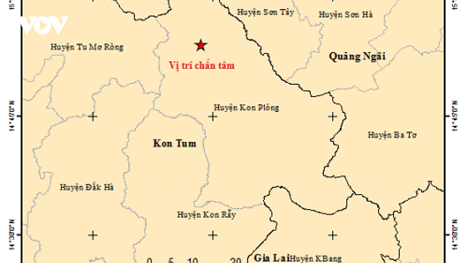 Kon Tum ghi nhận trận động đất thứ 5 trong ngày