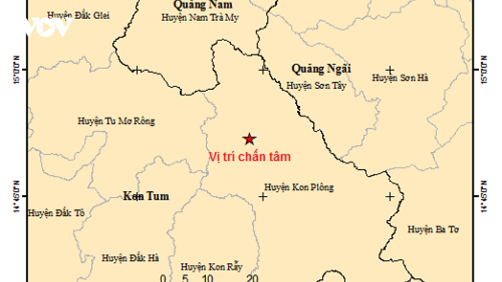Huyện Kon Plông, tỉnh Kon Tum tiếp tục ghi nhận động đất
