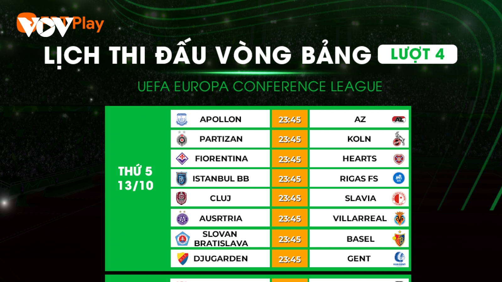 Lịch thi đấu Conference League lượt trận thứ 4: Đại diện Ngoại hạng Anh đi tiếp?