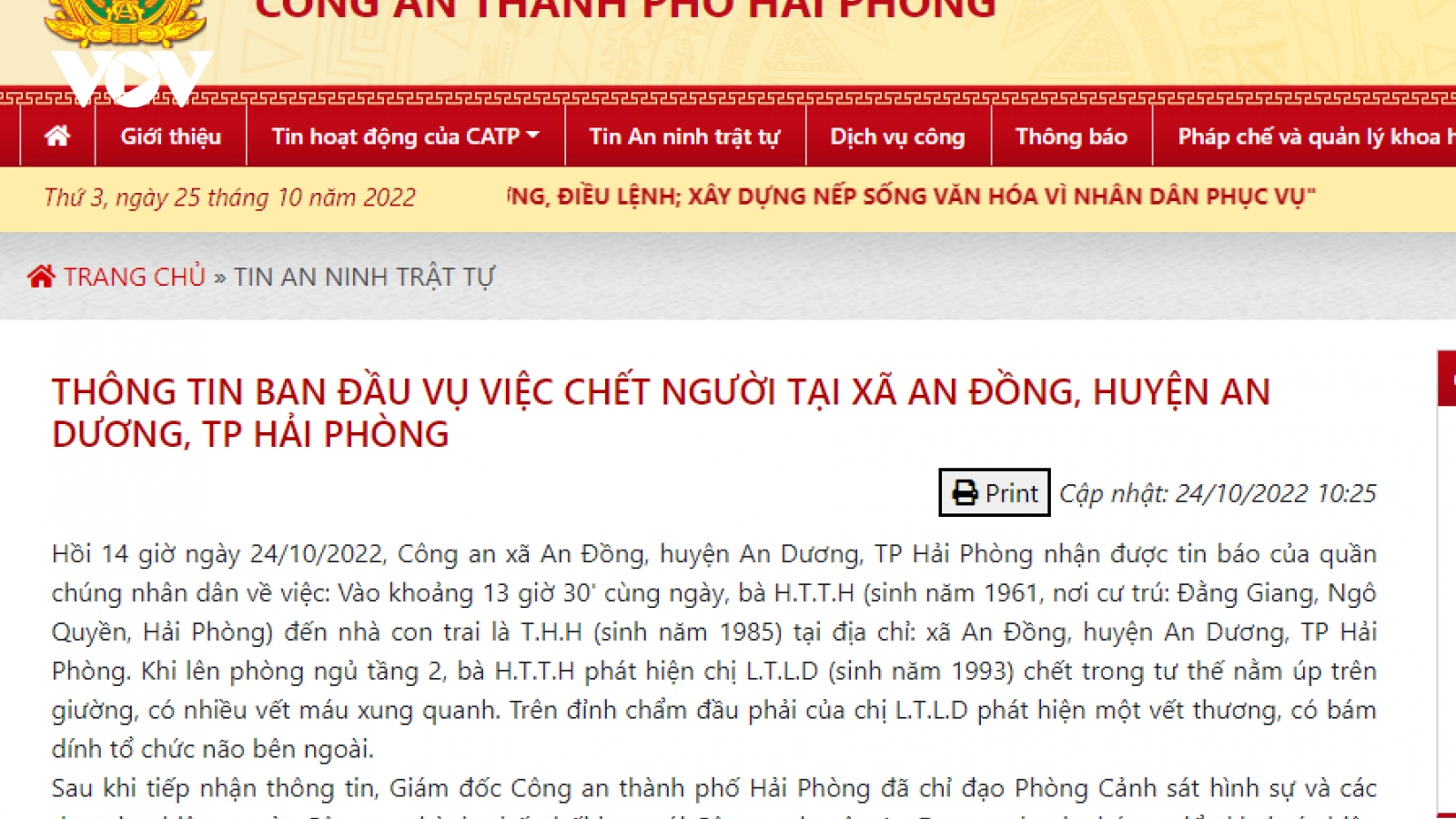Công an Hải Phòng thông tin về vụ giết người ở xã An Đồng