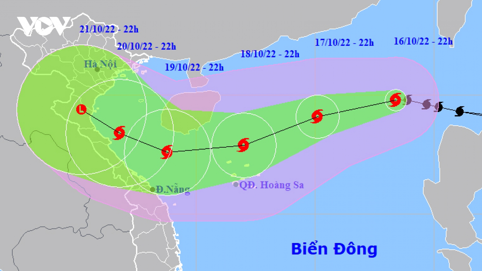 Bão số 6 di chuyển theo hướng Tây với tốc độ khoảng 20km/h