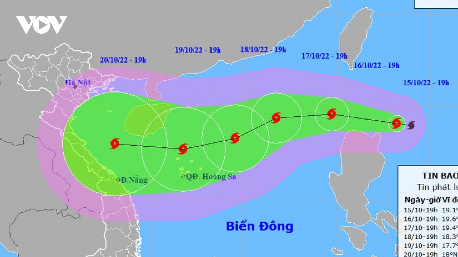 Bão số 6 cách quần đảo Hoàng Sa khoảng 520km về phía Đông Bắc