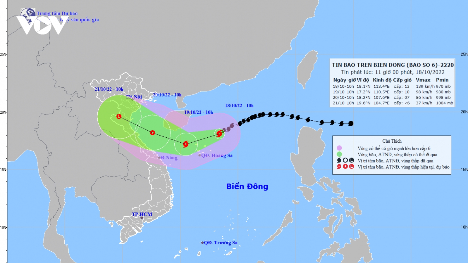 Bão số 6 cách Hoàng Sa 250km, giật cấp 15