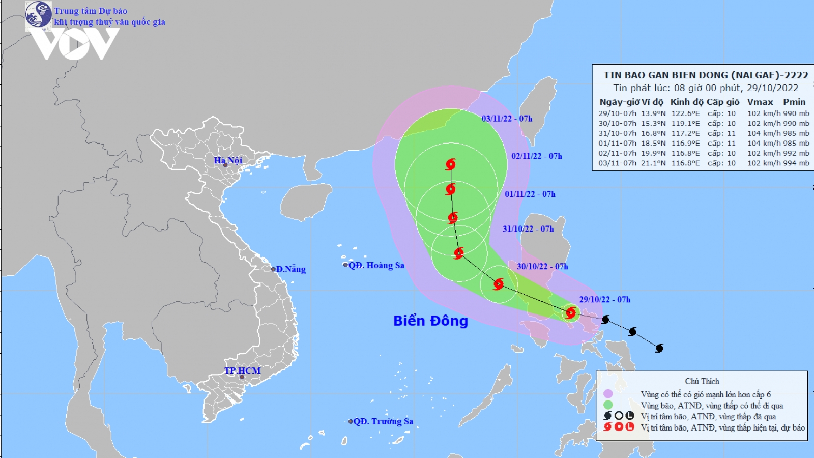 Bão Nalgae đang ở khu vực miền Trung Philippines, giật cấp 12