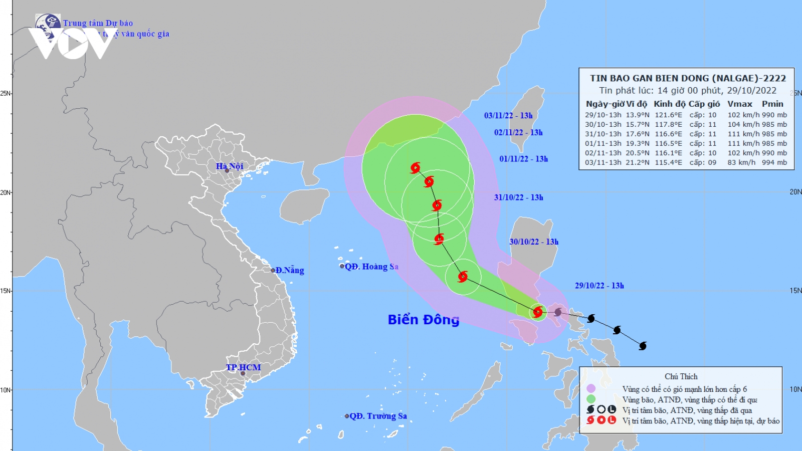 Bão Nalgae có xu hướng mạnh dần lên