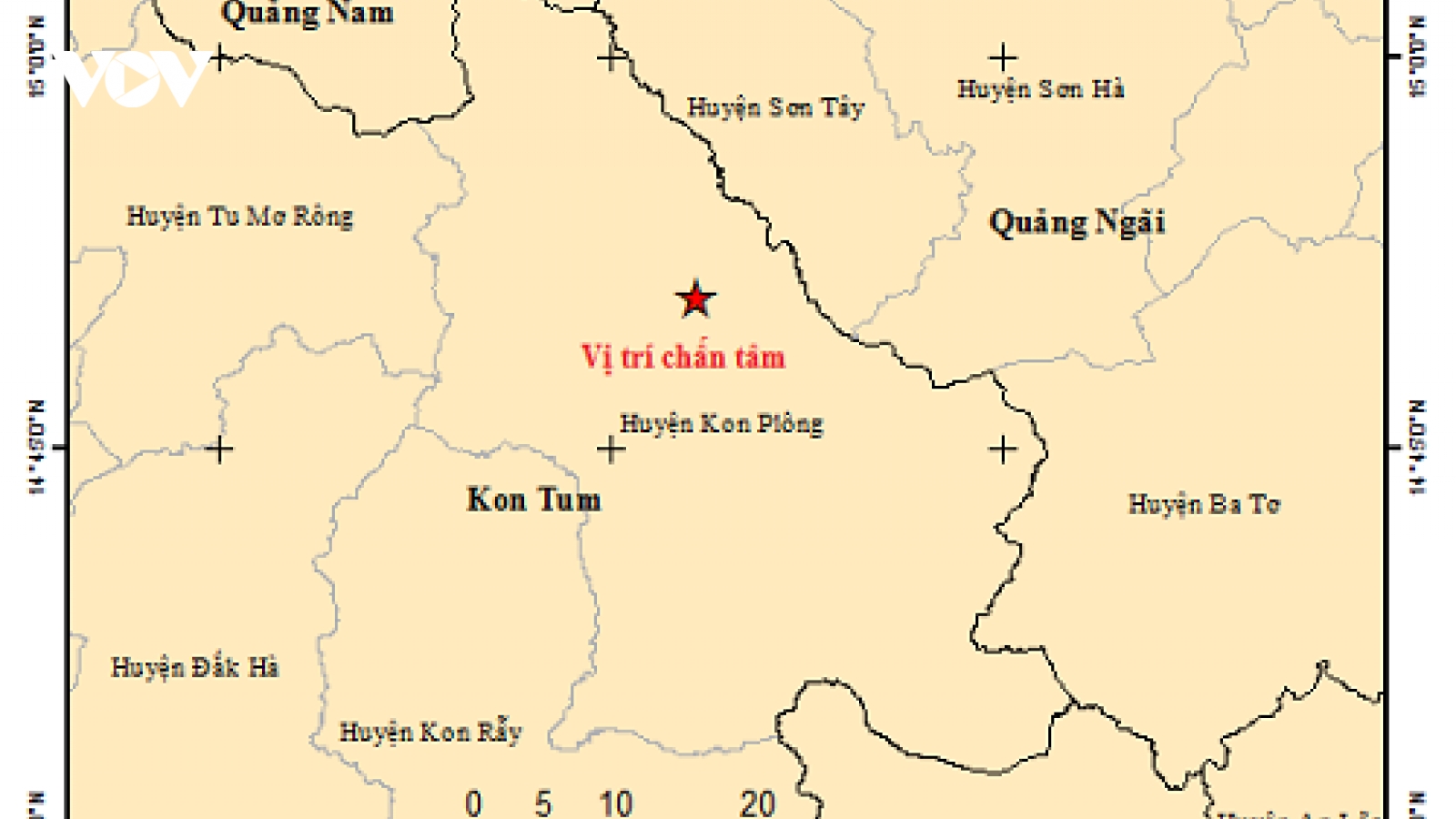 3 trận động đất xảy ra tại tỉnh Kon Tum