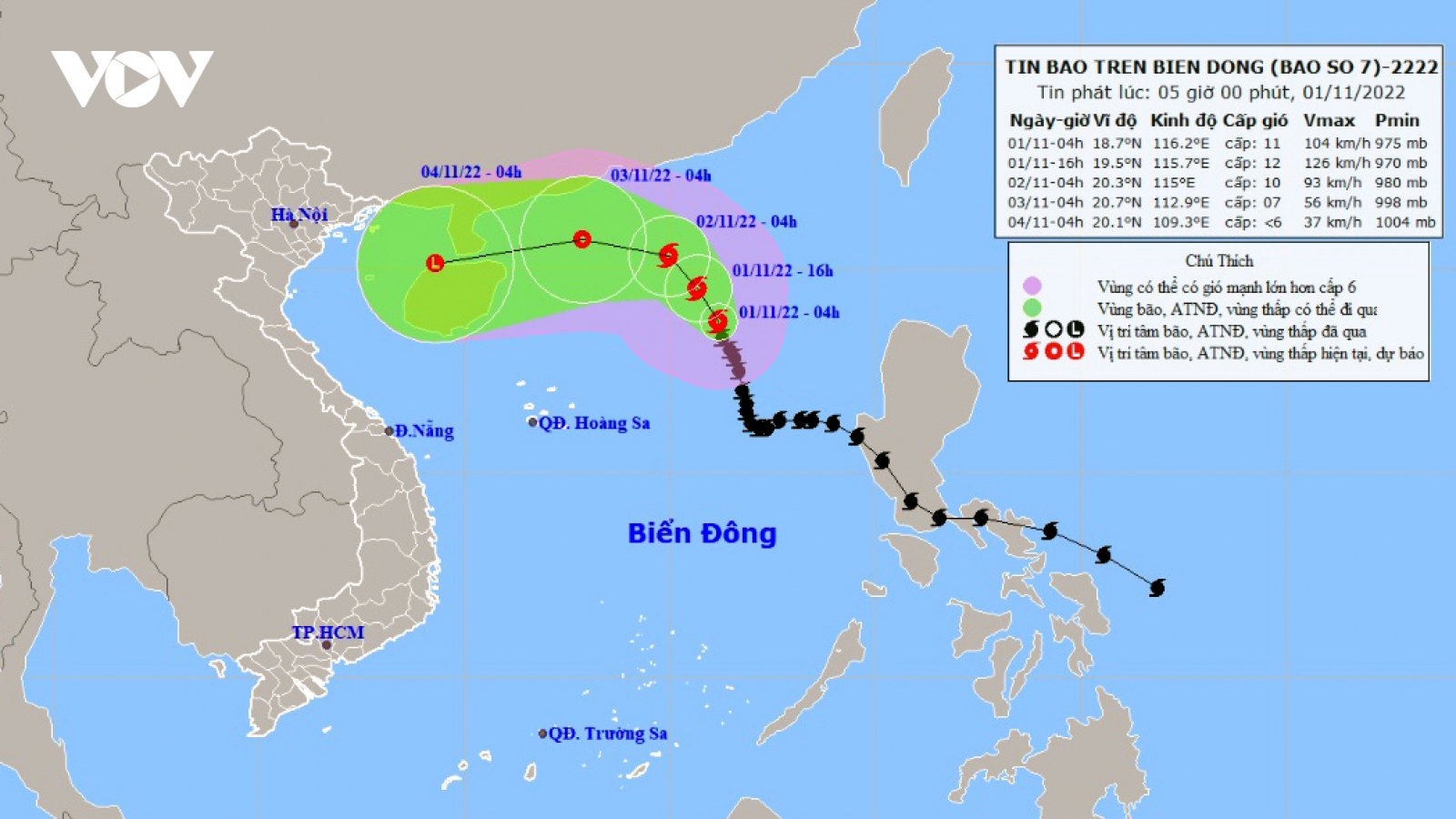Bão số 7 cách quần đảo Hoàng Sa khoảng 570km, giật cấp 13