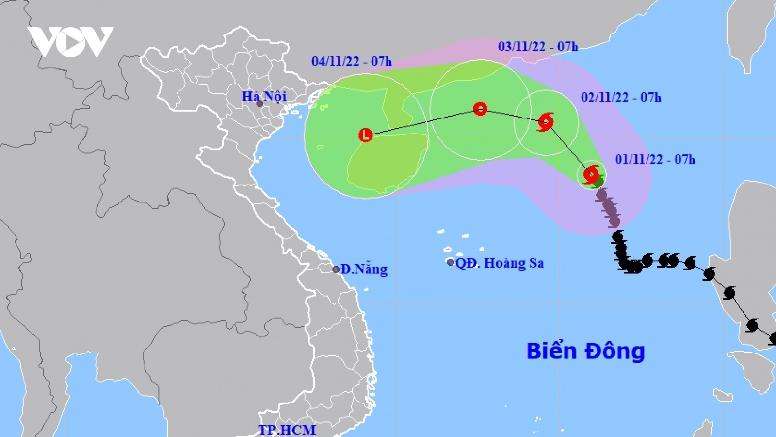 Bão số 7 giật cấp 14, cách quần đảo Hoàng Sa khoảng 550km