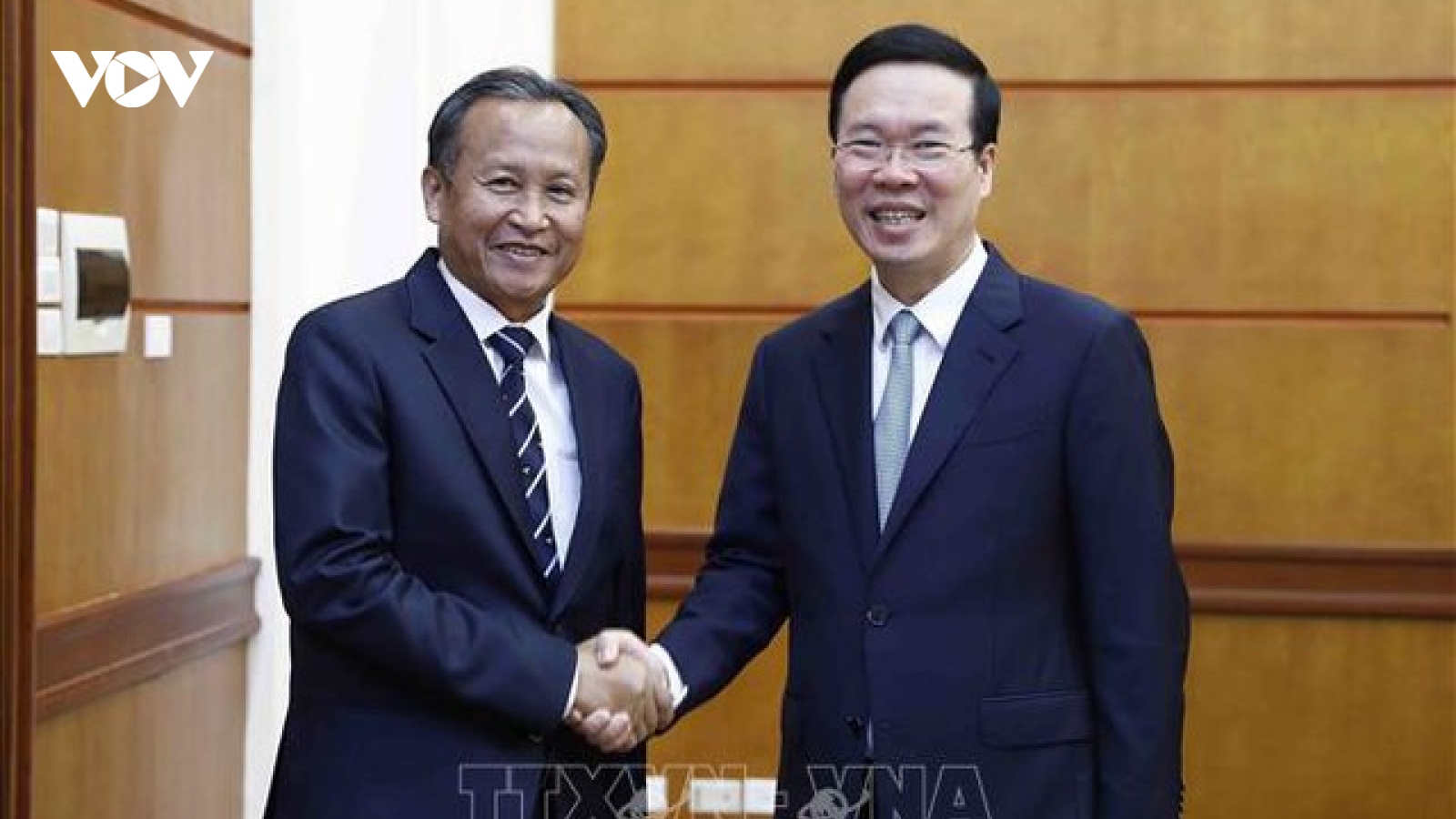 Ông Võ Văn Thưởng tiếp Đoàn đại biểu Học viện Chính trị và Hành chính Lào
