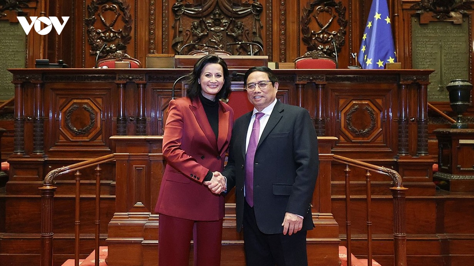 Thủ tướng Phạm Minh Chính hội kiến Chủ tịch Thượng viện Bỉ Stephanie D’Hose
