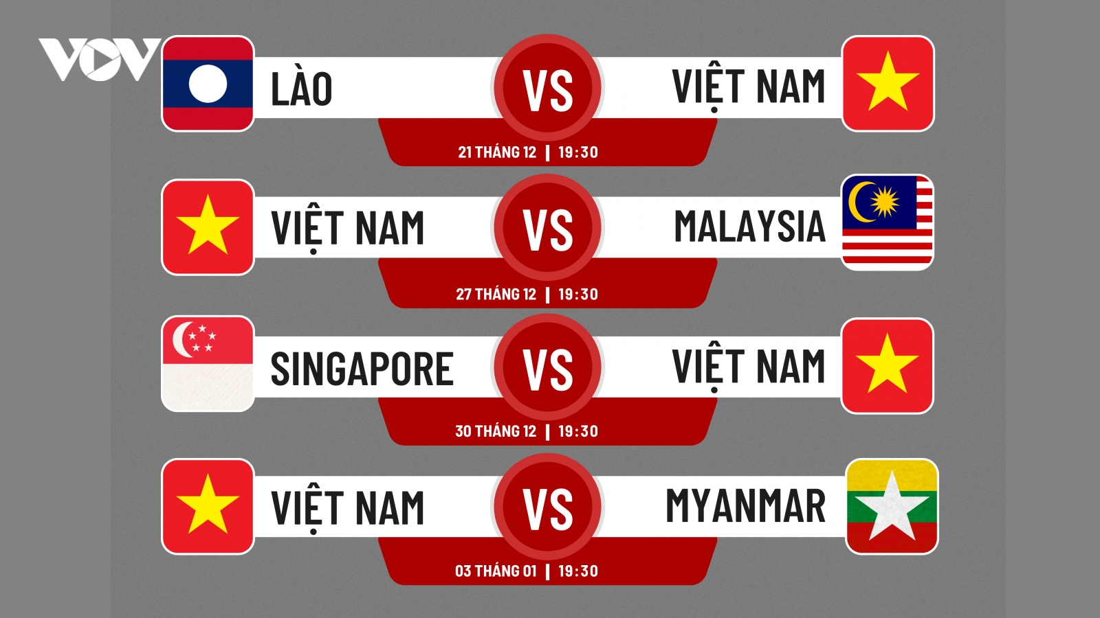 Lịch thi đấu của ĐT Việt Nam ở AFF Cup 2022