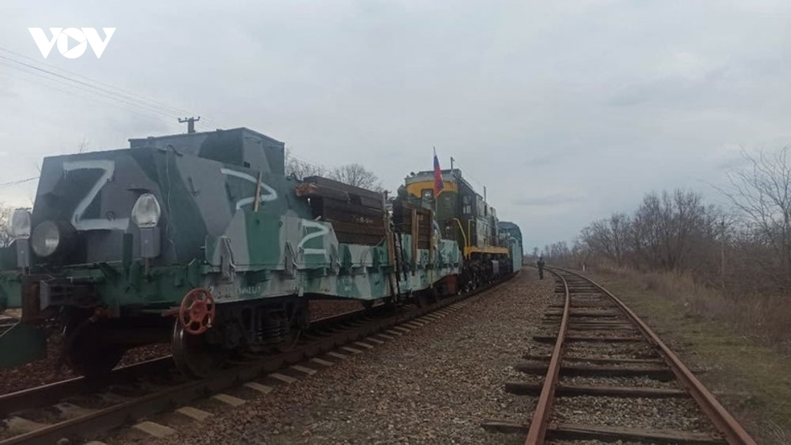 Cận cảnh đoàn tàu bọc thép của Nga xuất hiện tại Ukraine