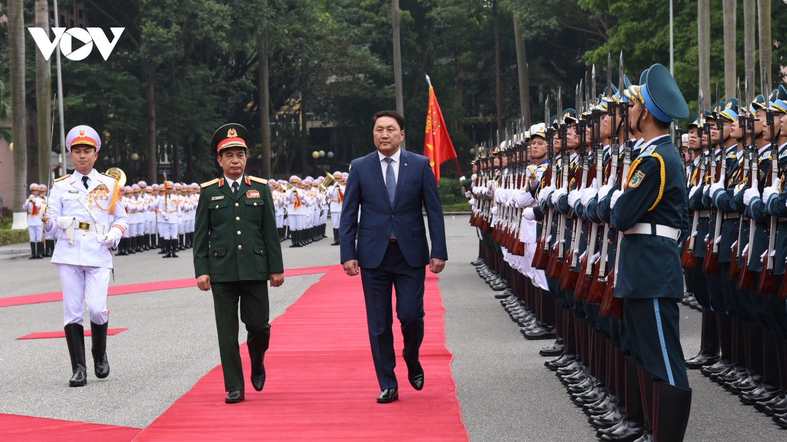 Đại tướng Phan Văn Giang chủ trì lễ đón Bộ trưởng Quốc phòng Mông Cổ thăm Việt Nam