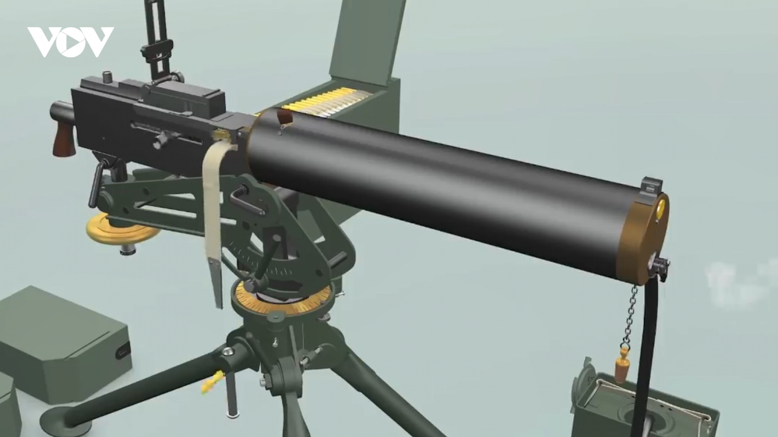Đồ họa 3D hoạt động của súng máy hạng nặng Browning 1917