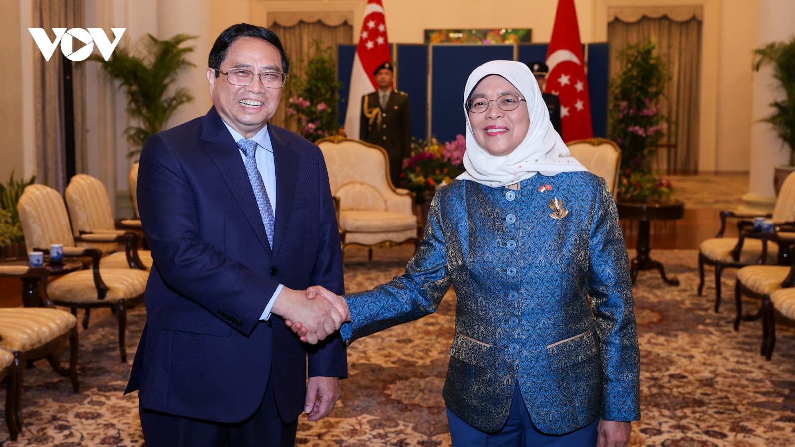 Thủ tướng Phạm Minh Chính hội kiến với Tổng thống Singapore Halimah Yacob