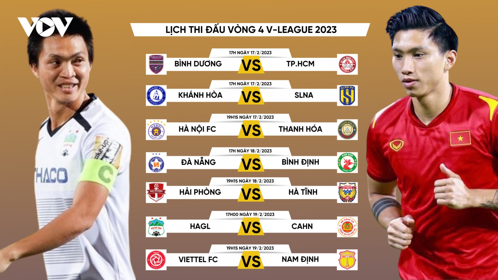 Lịch thi đấu vòng 4 V-League 2023: HAGL so tài CAHN