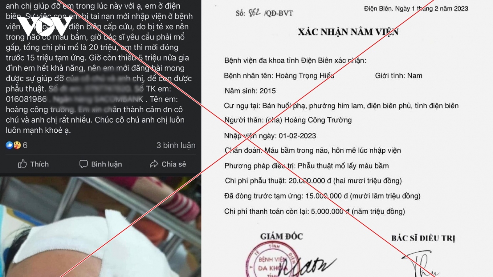 Cảnh giác việc lừa đảo kêu gọi quyên góp tiền chữa bệnh ở Điện Biên