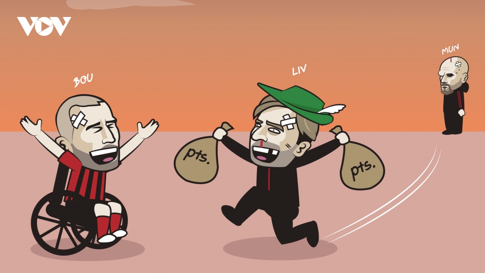 Biếm họa 24: HLV Ten Hag đứng hình nhìn HLV Klopp phát điểm cho “nhà nghèo”