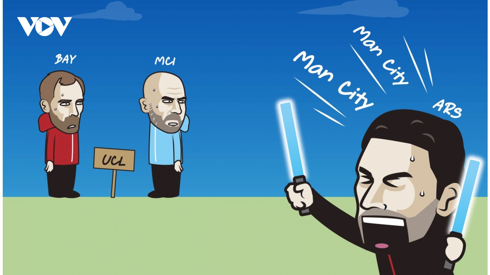 Biếm họa 24h: Arsenal "cổ vũ" Man City đấu Bayern Munich